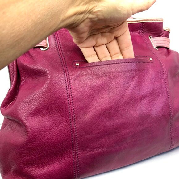 B MAKOWSKI Large Leather Hobo Shoulder Bag Purse Pink Copper Designer Pockets - Picture 4 of 16